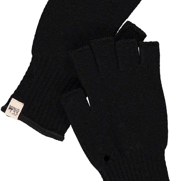Merino Wool Fingerless Gloves Womens Medium Black Warm Knitted Accessory - Picture 2 of 9